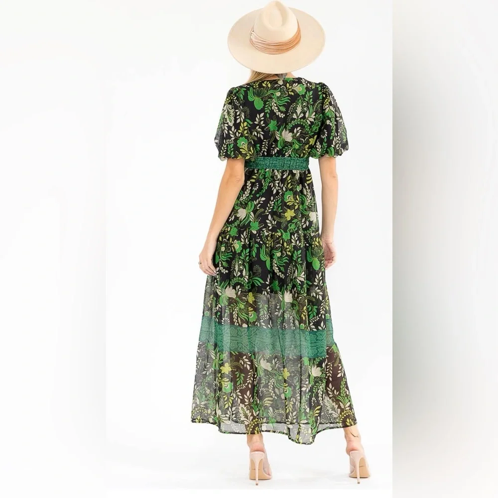 NWT Tadashi Shoji Ambria Floral Chiffon Midi Dress - Picture 2 of 4